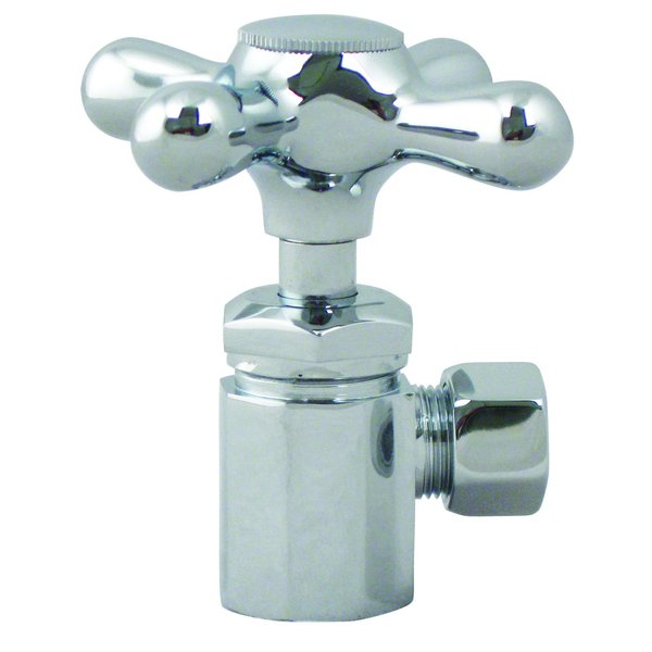 Westbrass Cross Handle Angle Stop Shut Off Valve 1/2-Inch IPS Inlet W/ 3/8-Inch Compression Outlet in Polished D103X-26